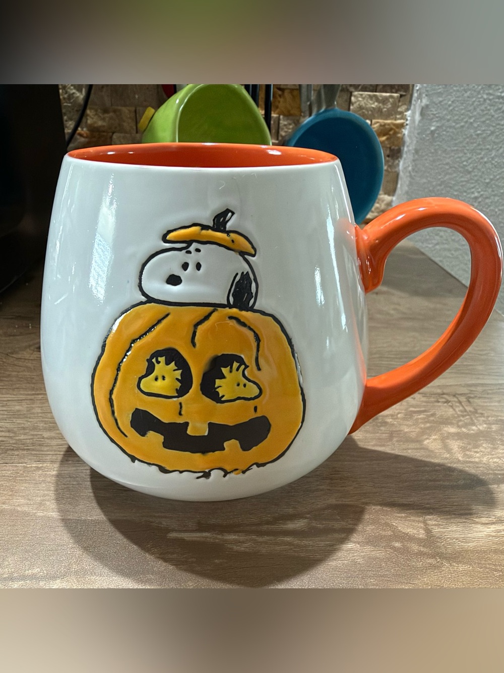 Peanuts Orange & White Pumpkin Snoopy Ceramic Mug